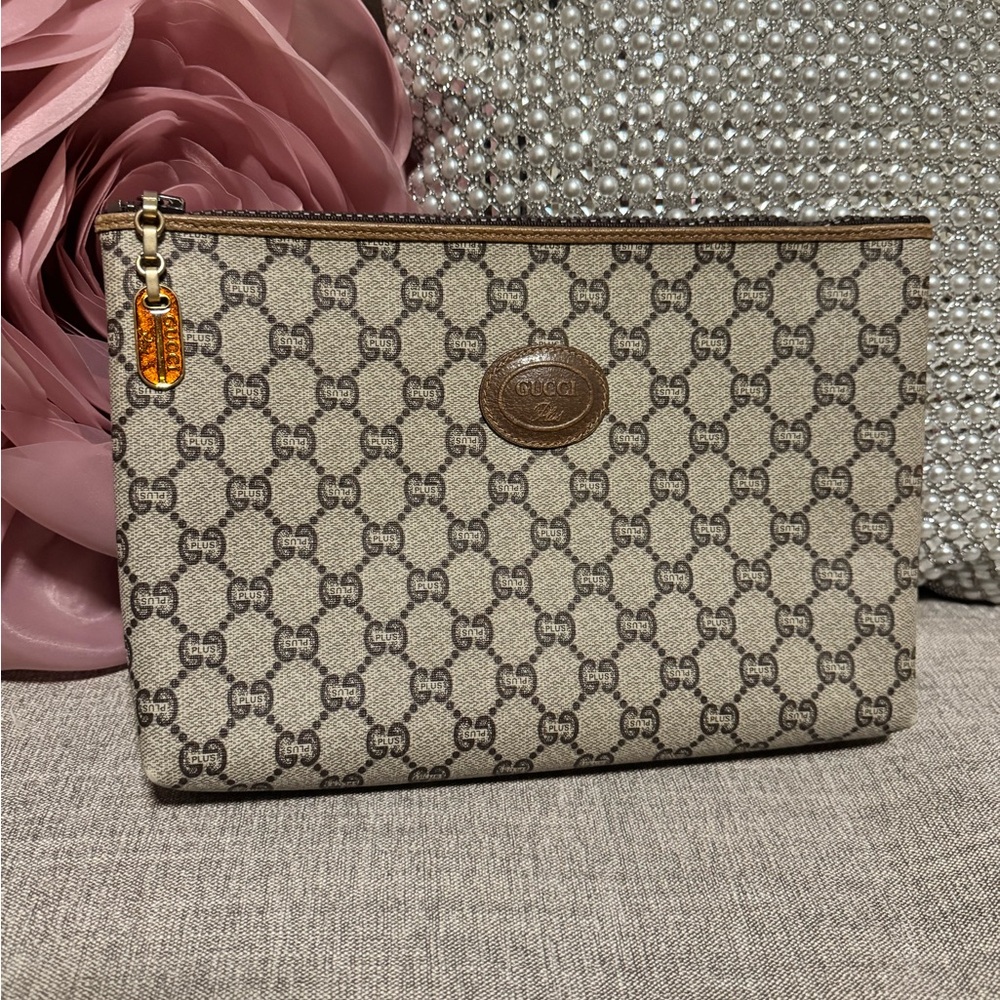 Gucci Beige and Brown Monogram Cosmetic Case